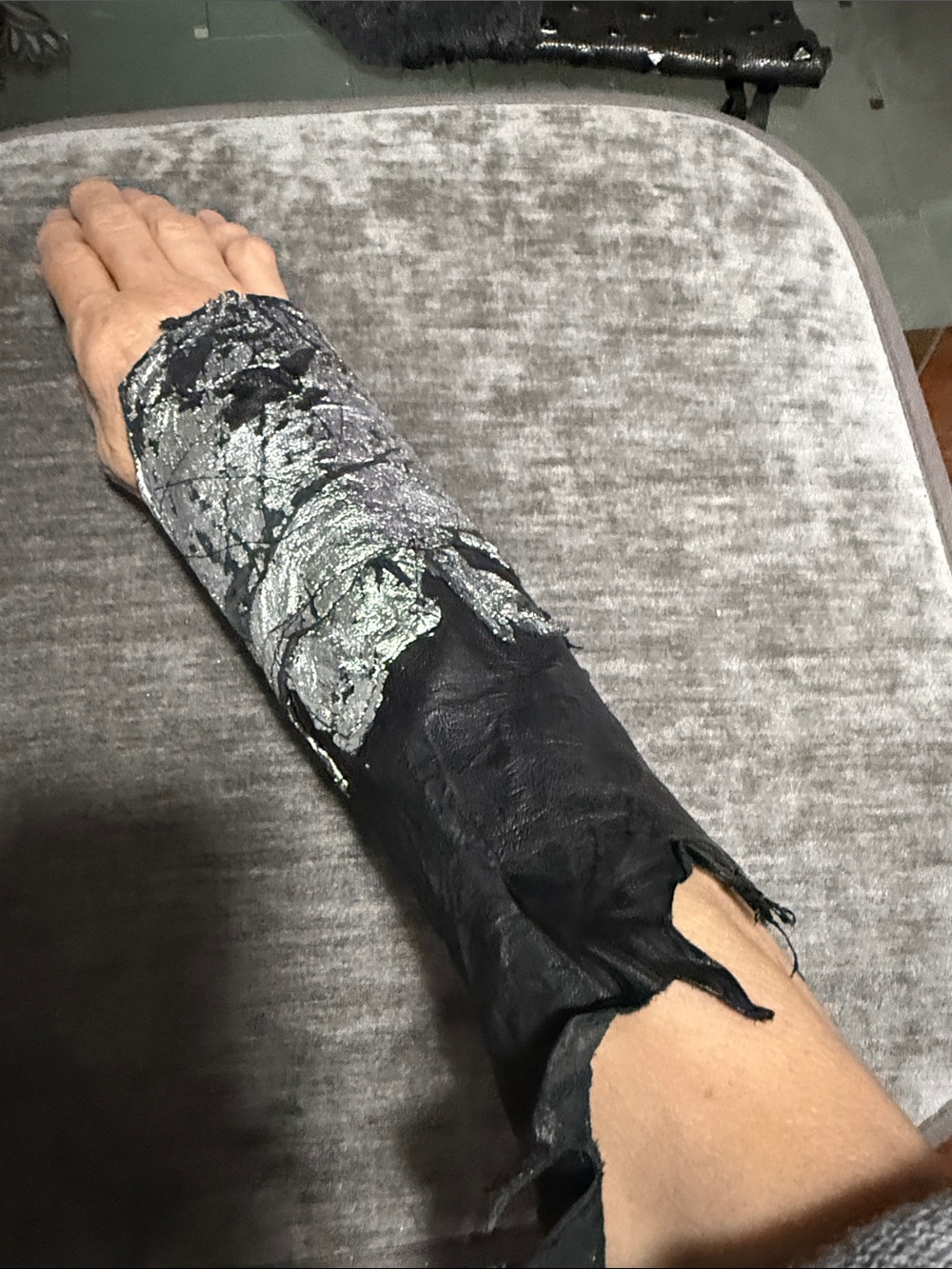 Black and Silver Men's Arm Sleeve Accessory or Women s Hand grafted